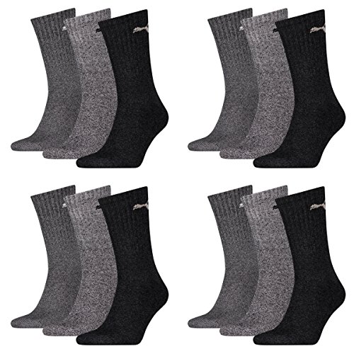 PUMA 12 Paar Sportsocken Tennis Socken Gr. 35-49 Unisex für sie und ihn, Socken & Strümpfe:35-38, Farbe:207 anthracite/grey von PUMA