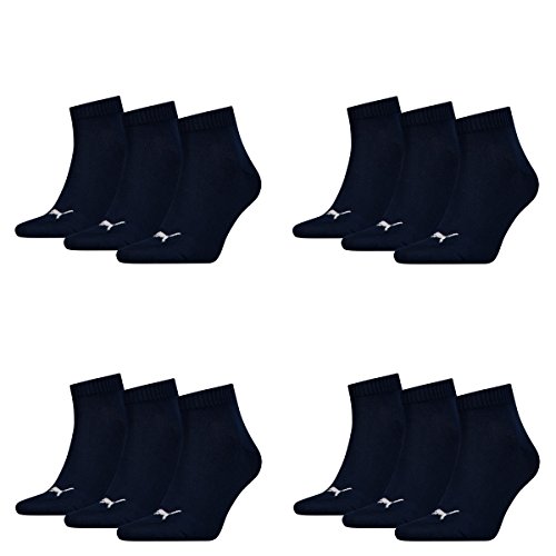 PUMA 12 Paar Unisex Quarter Socken Sneaker Gr. 35-49 für Damen Herren Füßlinge, Farbe:321 - navy, Socken & Strümpfe:39-42 von PUMA