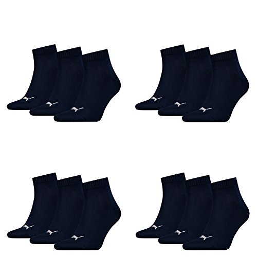 PUMA 12 Paar Unisex Quarter Socken Sneaker Gr. 35-49 für Damen Herren Füßlinge, Farbe:321 - navy, Socken & Strümpfe:43-46 von PUMA