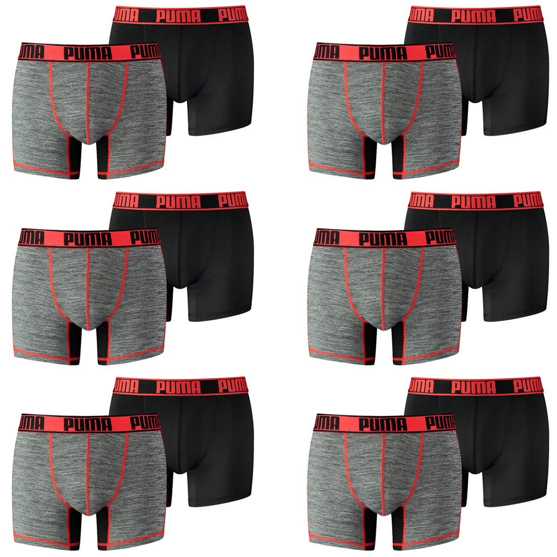 12 er Pack Puma Herren Active Grizzly Melange Boxer Shorts Unterwäsche Sport von Puma