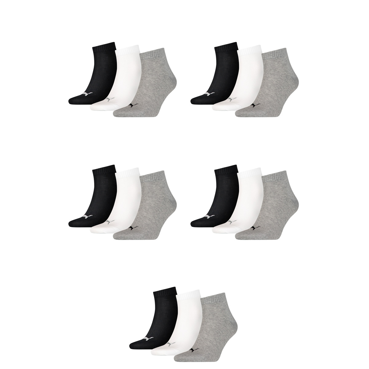 15 Paar Puma Unisex Quarter Socken Sneaker Gr. 35 - 49  für Damen Herren Füßling... von Puma