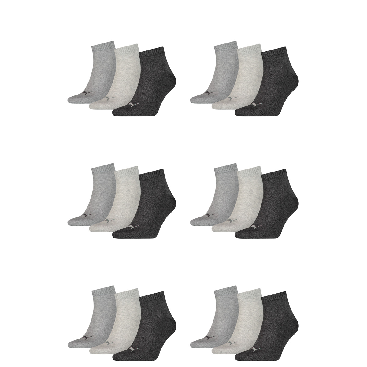 18 Paar Puma Unisex Quarter Socken Sneaker Gr. 35 - 49  für Damen Herren Füßling... von Puma