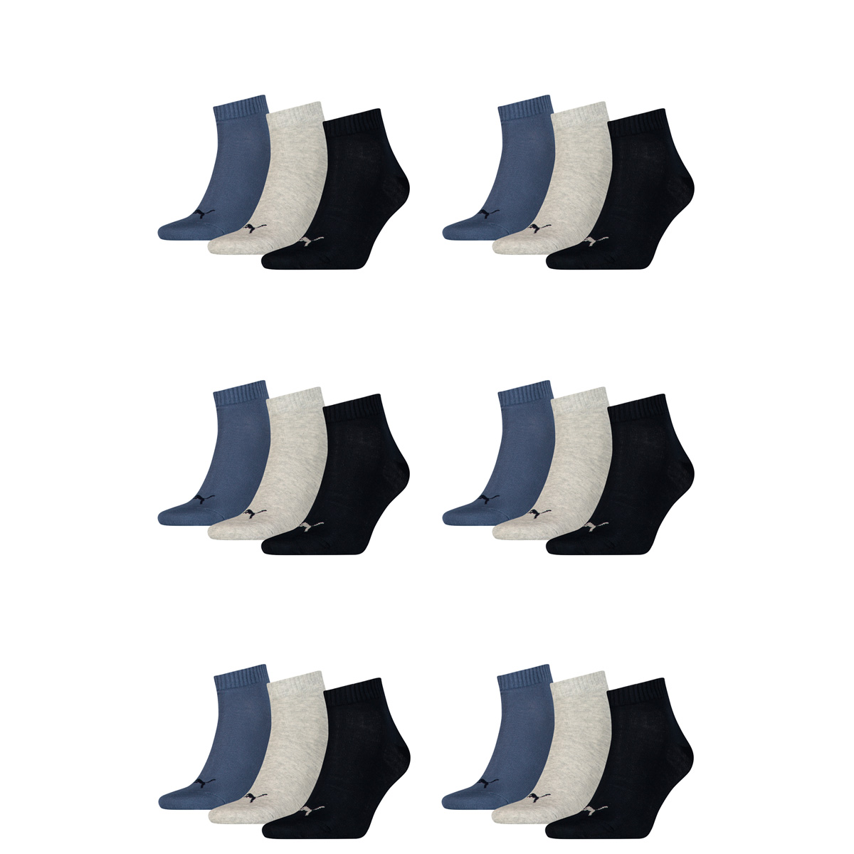 18 Paar Puma Unisex Quarter Socken Sneaker Gr. 35 - 49  für Damen Herren Füßling... von Puma