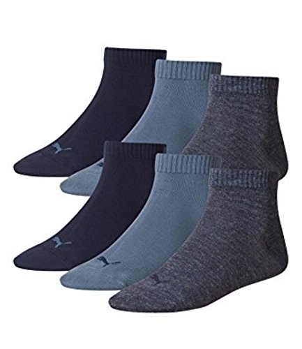 PUMA 6 Paar Quarter Socken, Kurz-Socken, Sportsocken,(mt) (39-42, blau-Töne-460) von PUMA