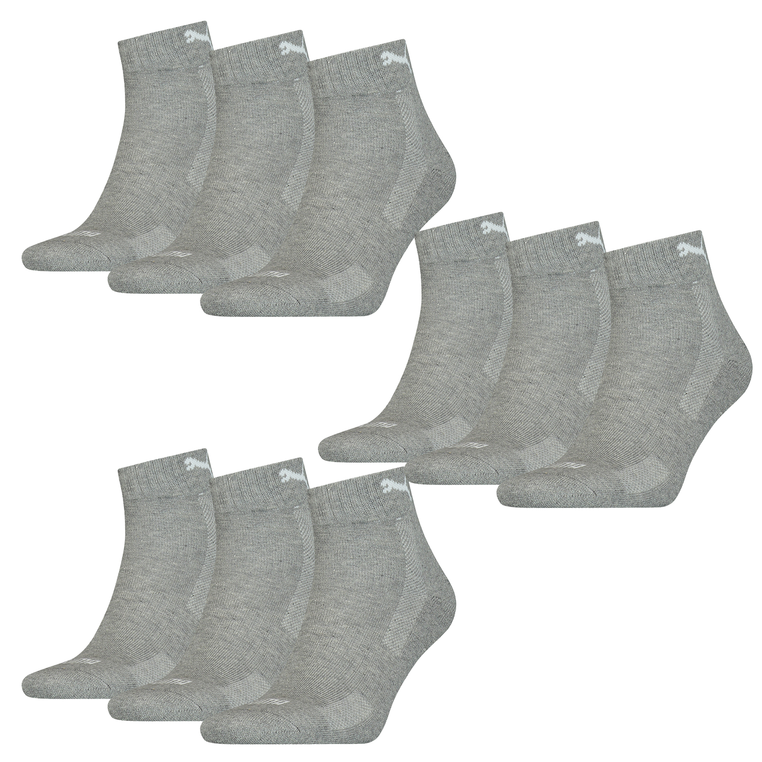 9 Paar Puma Quarter Socken mit Frottee-Sohle Gr. 35 - 46 Unisex Cushioned Kurzso... von Puma