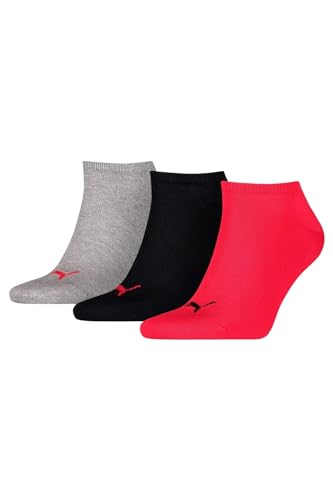 PUMA 9 Paar Sneaker Invisible Socken Gr. 35-49 Unisex für Damen Herren Füßlinge, Farbe:232 - black/red, Socken & Strümpfe:35-38 von PUMA