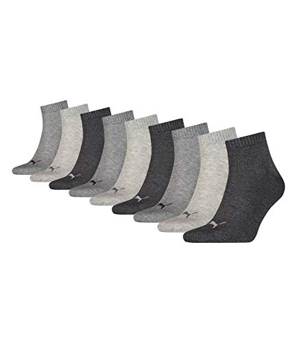 Puma Unisex Quarter Socken Sneaker Gr. 35-49 für Damen Herren Füßlinge, Farbe:800 - anthraci/l mel grey/m me, Socken & Strümpfe: 47-49, 9 Paar von PUMA