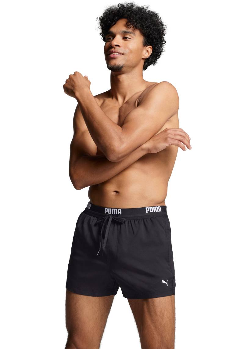 PUMA Badeshorts "PUMA SWIM MEN LOGO SHORT SHORTS 1P" Seitentaschen, Gesäßtasche mit Reißverschluss, Kordelzug von Puma