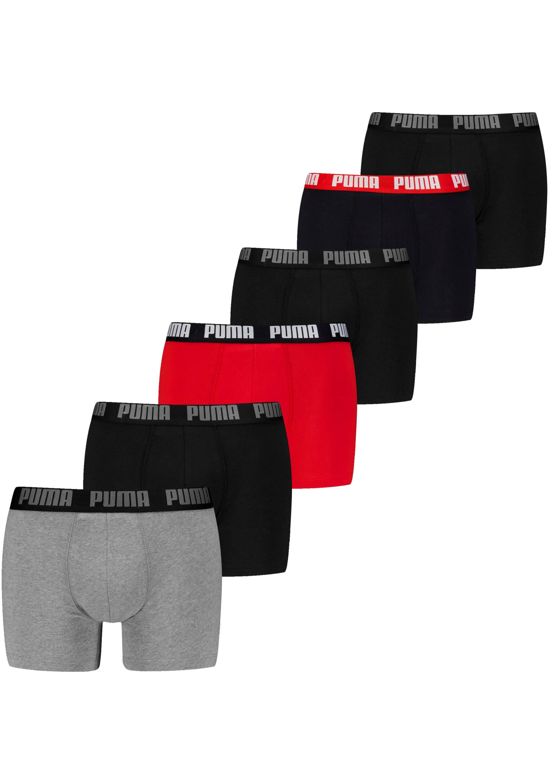 PUMA Boxershorts "PUMA MEN EVERYDAY BOXER 6P ECOM", Elastischer Logobund, Stretchmaterial, ohne Eingriff von Puma