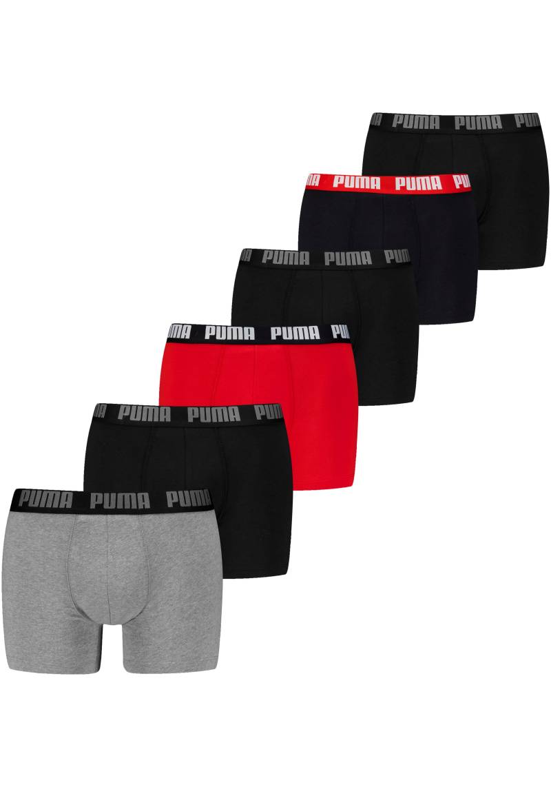 PUMA Boxershorts "PUMA MEN EVERYDAY BOXER 6P ECOM", Elastischer Logobund, Stretchmaterial, ohne Eingriff von Puma
