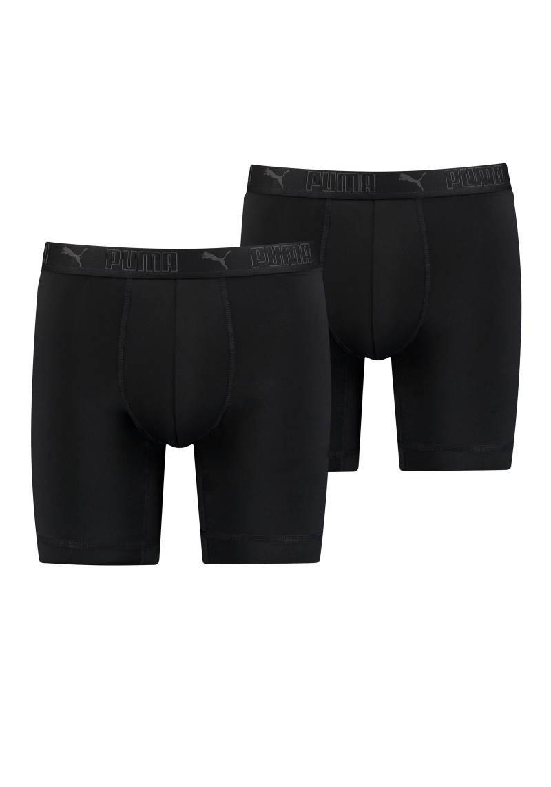 PUMA Boxershorts "PUMA MEN SPORT MICROFIBER LONG BOXERS 2P", (Packung, 2er Pack), mit Logo-Bund von Puma