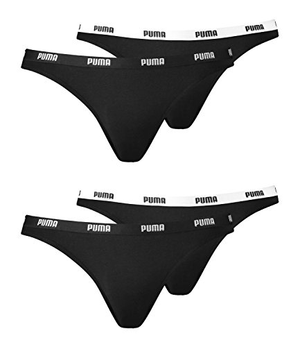 PUMA Damen Iconic Bikini Slips Slip Brief Pantys 4er Pack, Farbe:Schwarz;Wäschegröße:L;Artikel:-200 Black von PUMA