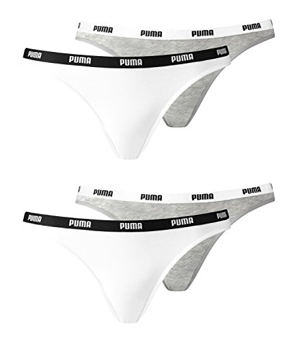 PUMA Damen Iconic Bikini Slip 4er Pack (M, White/Grey Melange (092)) von PUMA