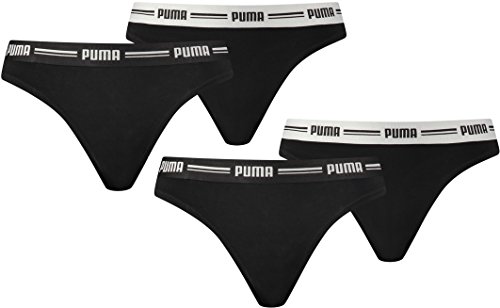 PUMA Damen Iconic String Thong 4er Pack (M, Black (200)) von PUMA