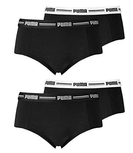 PUMA Damen Iconic Mini Shorts Pantys Slips 4er Pack, Farbe:Schwarz;Wäschegröße:L;Artikel:-200 Black von PUMA