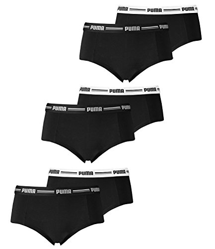 PUMA Damen Iconic Mini Shorts Pantys Slips 6er Pack, Farbe:Schwarz;Wäschegröße:M;Artikel:-200 Black von PUMA