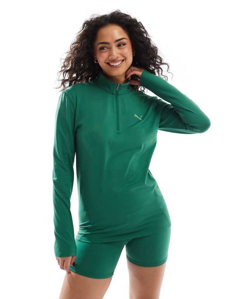 PUMA - Evolve - Trainingsoberteil in Olivgrün mit kurzem Reißverschluss von Puma