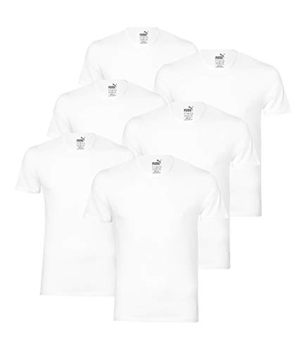 PUMA 6 er Pack Basic Crew T-Shirt Men Herren Unterhemd Rundhals, Farbe:300 - White, Bekleidungsgröße:L von PUMA