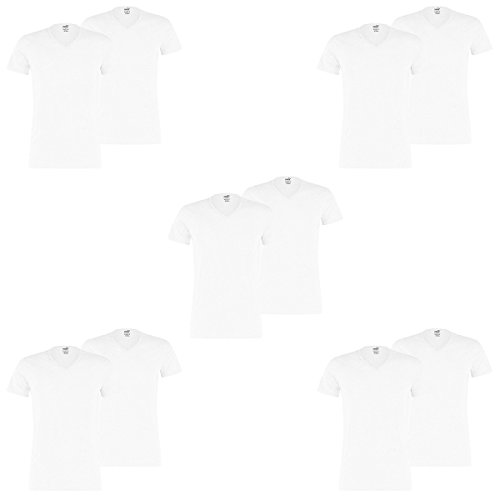 PUMA 10 er Pack Basic V Neck T-Shirt Men Herren Unterhemd V-Ausschnitt, Farbe:300 - White, Bekleidungsgröße:L von PUMA