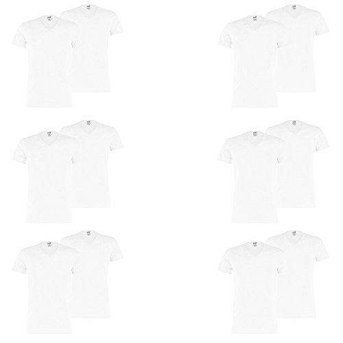 PUMA 12 er Pack Basic V Neck T-Shirt Men Herren Unterhemd V-Ausschnitt, Farbe:300 - White, Bekleidungsgröße:L von PUMA