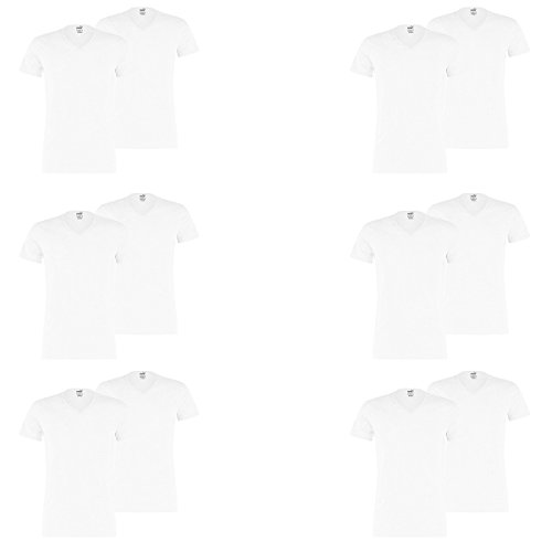 PUMA 12 er Pack Basic V Neck T-Shirt Men Herren Unterhemd V-Ausschnitt, Farbe:300 - White, Bekleidungsgröße:M von PUMA