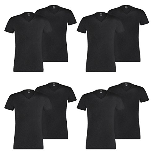 PUMA 8 er Pack Basic V Neck T-Shirt Men Herren Unterhemd V-Ausschnitt, Farbe:200 - Black, Bekleidungsgröße:M von PUMA