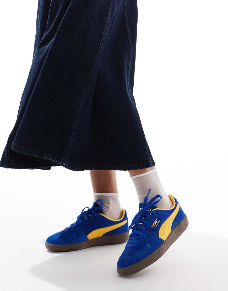 PUMA - Palermo - Vintage-Sneaker in Marineblau und Gelb von Puma