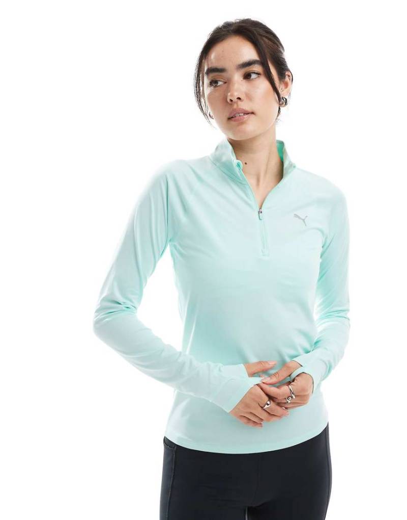PUMA - Run Velocity Cloudspun - Oberteil in Hellgrün mit kurzem Reißverschluss von Puma