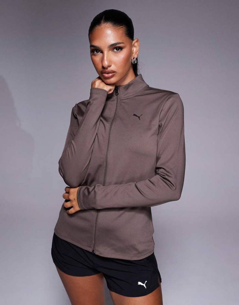 PUMA - Strong - Oberteil in Braun mit durchgehendem Reißverschluss-Brown von Puma