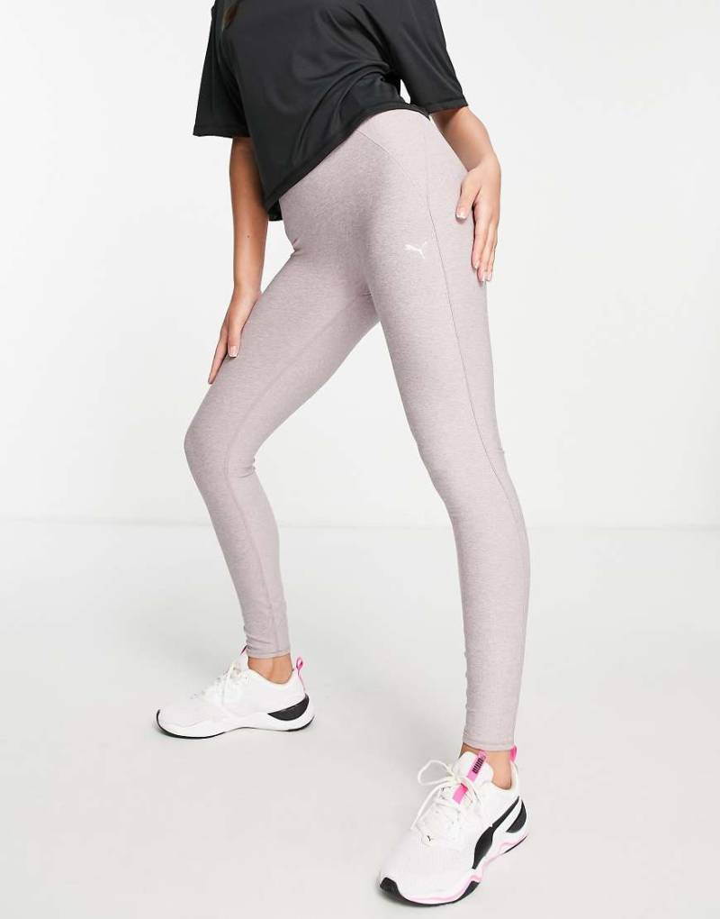 PUMA - Studio Luxe - 7/8-Yoga-Leggings in Malve mit Netzstoffeinsatz-Grau von Puma