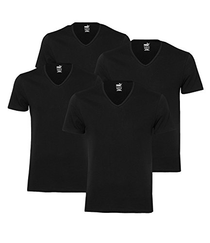 Puma Herren 4er Pack T-Shirt V-Neck Kurzarm Einfarbig V-Ausschnitt, Black (200), L / 52 von PUMA