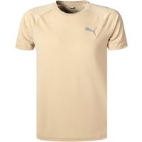 PUMA Herren T-Shirt beige Mikrofaser unifarben Slim Fit von Puma
