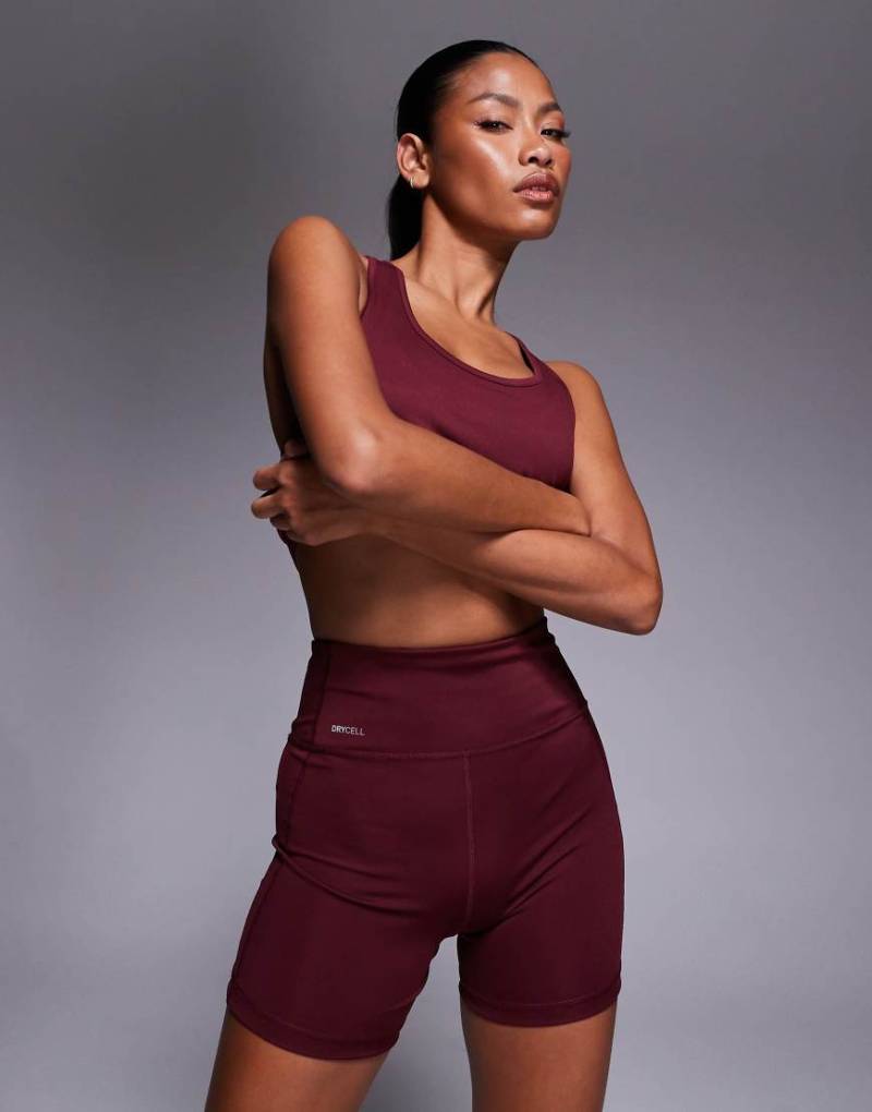 Puma - Tad Essential - Sport-Leggings-Shorts in Burgunderrot mit hohem Bund, 5 Zoll Schrittlänge von Puma