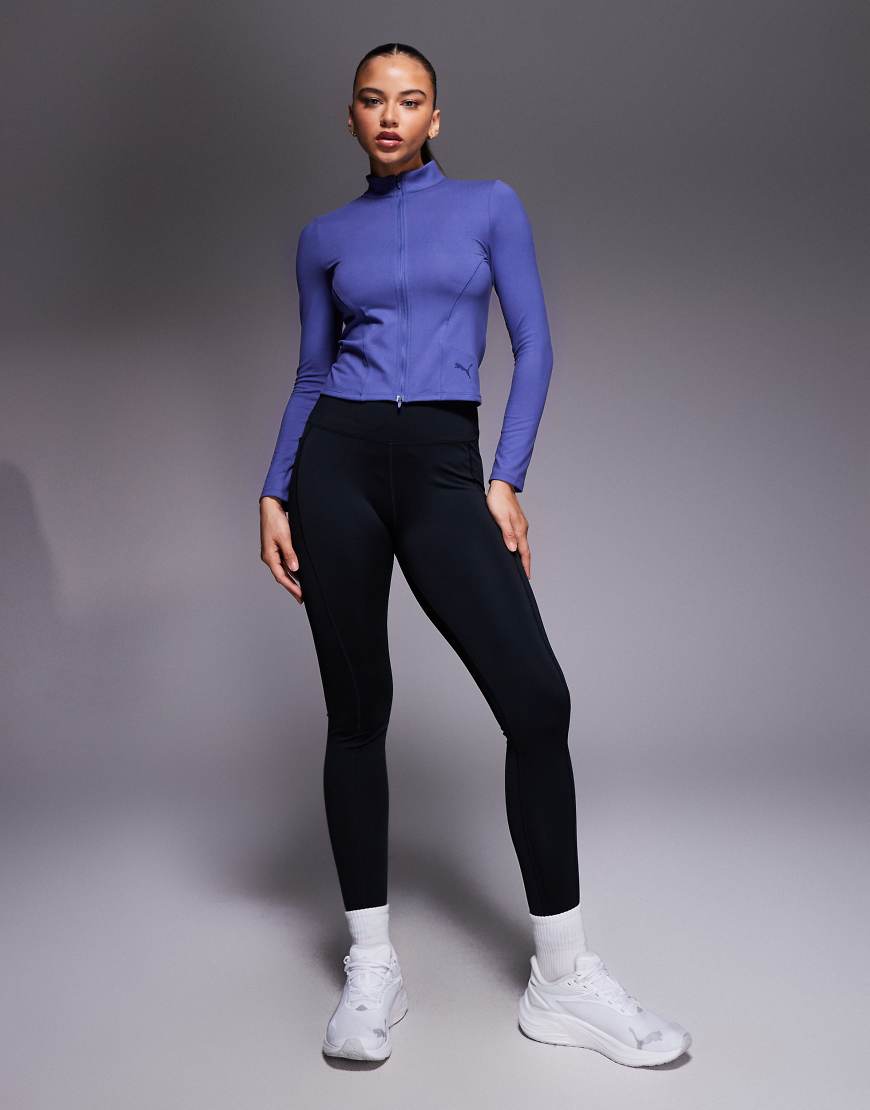 PUMA - Train - Oberteil in Hellblau mit durchgehendem Reißverschluss und regulärer Länge von Puma