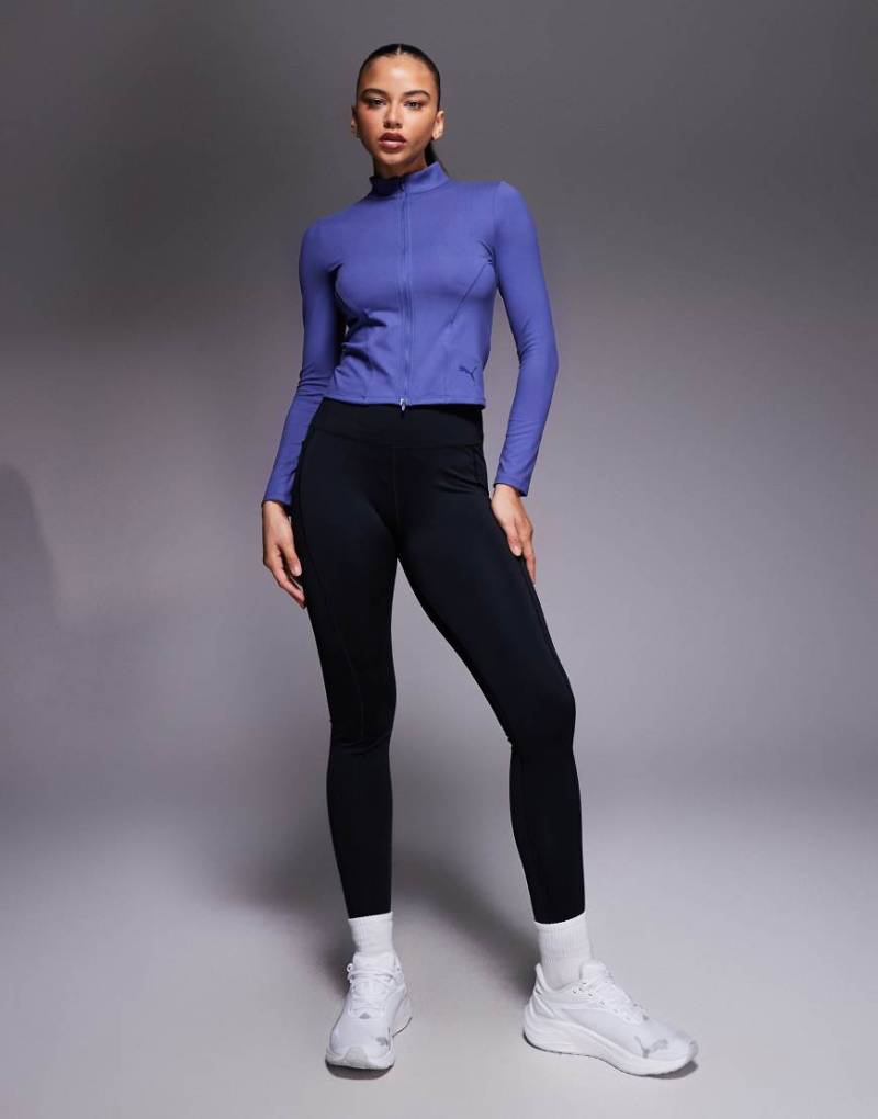 PUMA - Train - Oberteil in Hellblau mit durchgehendem Reißverschluss und regulärer Länge von Puma