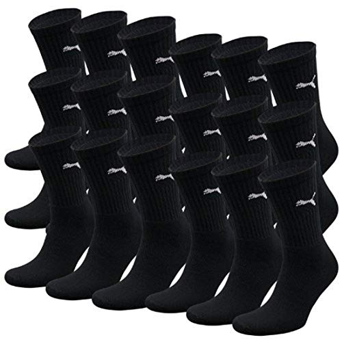 PUMA Unisex Crew Socks Socken Sportsocken MIT FROTTEESOHLE 18er Pack (35-38, SCHWARZ) von PUMA