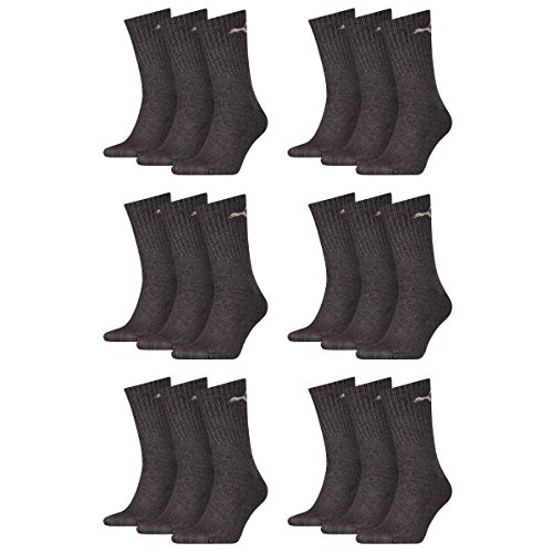 PUMA Unisex Crew Socks Socken Sportsocken MIT FROTTEESOHLE 18er Pack (39/42, Anthrazit) von PUMA