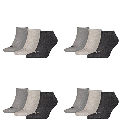 PUMA 12 Paar Sneaker Invisible Socken Gr. 35-49 Unisex für Damen Herren Füßlinge, Farbe:800 - anthraci/l mel grey/m me, Socken & Strümpfe:43-46 von PUMA