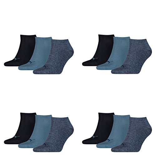 PUMA 12 Paar Sneaker Invisible Socken Gr. 35-49 Unisex für Damen Herren Füßlinge, Farbe:460 denim blue, Socken & Strümpfe:43-46 von PUMA