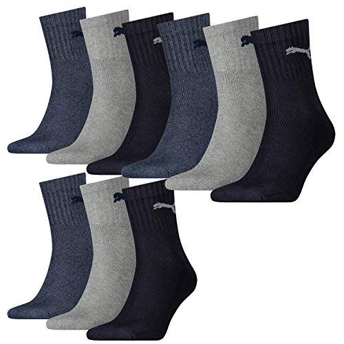 PUMA Unisex Quarter Socken Sportsocken navy / grey / nightshadow blue 532 - 35/38, 9er Pack von PUMA