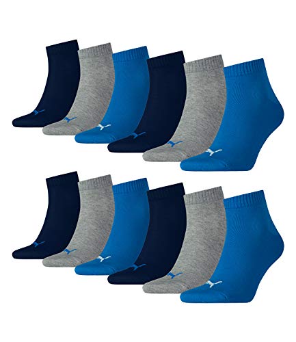 PUMA Unisex Quarters Socken Sportsocken 12er Pack, 39/42, 277 - Blue / Grey Mélange von PUMA