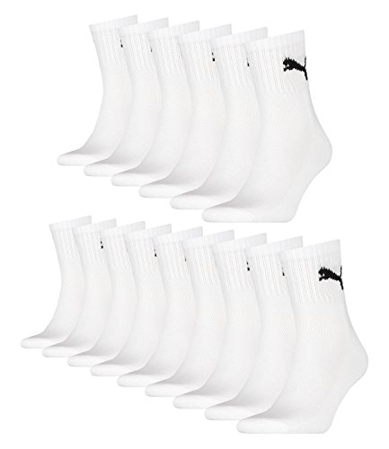 PUMA Unisex Short Crew Socken Sportsocken mit Frotteesohle 15er Pack white 300-47/49 von PUMA