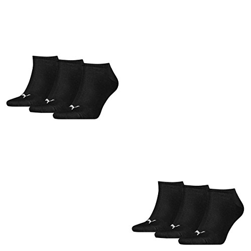 PUMA 6 Paar Sneaker Invisible Socken Gr. 35-49 Unisex für Damen Herren Füßlinge, Farbe:200 - black, Socken & Strümpfe:43-46 von PUMA