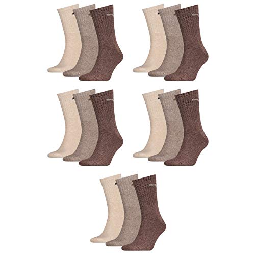 PUMA 15 Paar Sportsocken Tennis Socken Gr. 35-49 Unisex für sie und ihn, Farbe:717 - chocolate/walnut/safar, Socken & Strümpfe:43-46 von PUMA