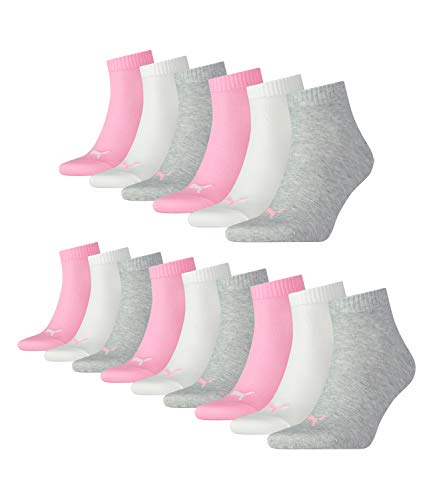 PUMA 15 Paar Unisex Quarter Socken Sneaker Gr. 35-49 für Damen Herren Füßlinge, Farbe:395 - prism pink, Socken & Strümpfe:35-38 von PUMA