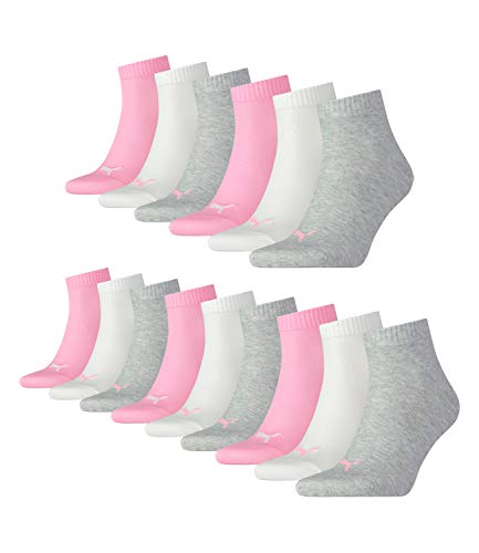 PUMA 15 Paar Unisex Quarter Socken Sneaker Gr. 35-49 für Damen Herren Füßlinge, Farbe:395 - prism pink, Socken & Strümpfe:39-42 von PUMA