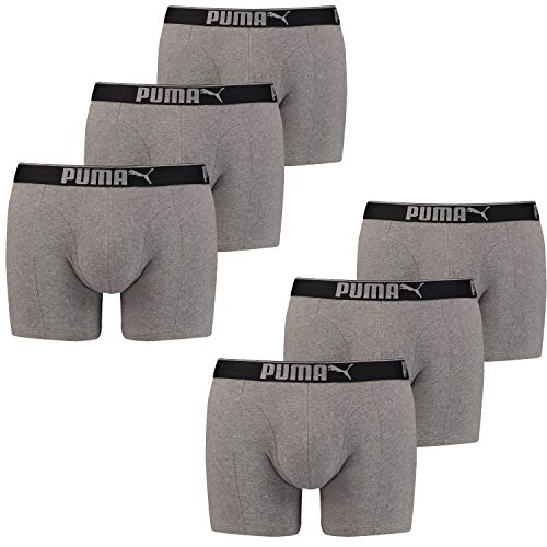 Puma 6 er Pack Boxer Boxershorts Herren Unterwäsche sportliche Retro Pants (S, grau Melange) von PUMA