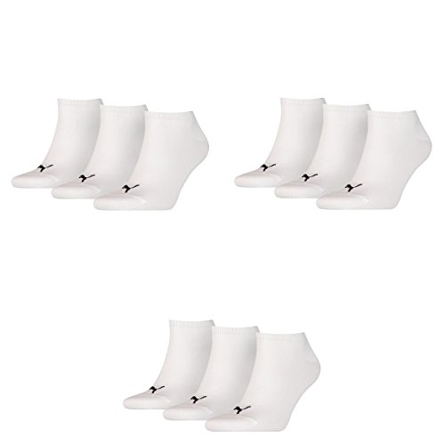 PUMA 9 Paar Sneaker Invisible Socken Gr. 35-49 Unisex für Damen Herren Füßlinge, Farbe:300 - white, Socken & Strümpfe:43-46 von PUMA
