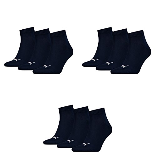 PUMA 9 Paar Unisex Quarter Socken Sneaker Gr. 35-49 für Damen Herren Füßlinge, Farbe:321 - navy, Socken & Strümpfe:47-49 von PUMA