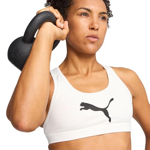 PUMA Damen 4KEEPS Sport-BHS, Weiße, große Schwarze Katze, L von PUMA